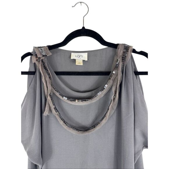 LOFT grey blouse with sequin details-sp - Picture 3 of 7